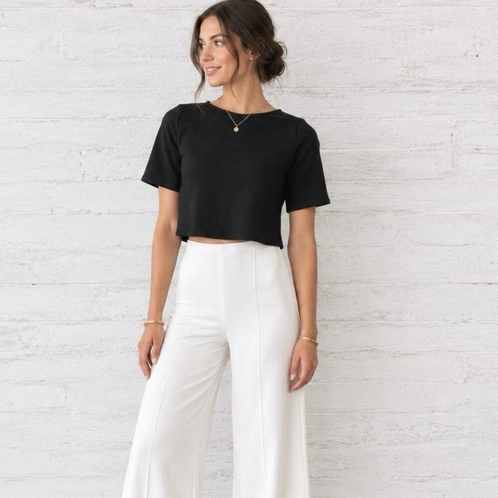 Ripley Rader Los Angeles Black Ponte Short Sleeve Top Women’s Sz 1 XS Minimalist